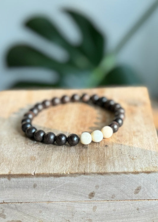 Men’s Mammoth Ivory + Vintage Ebony Bracelet