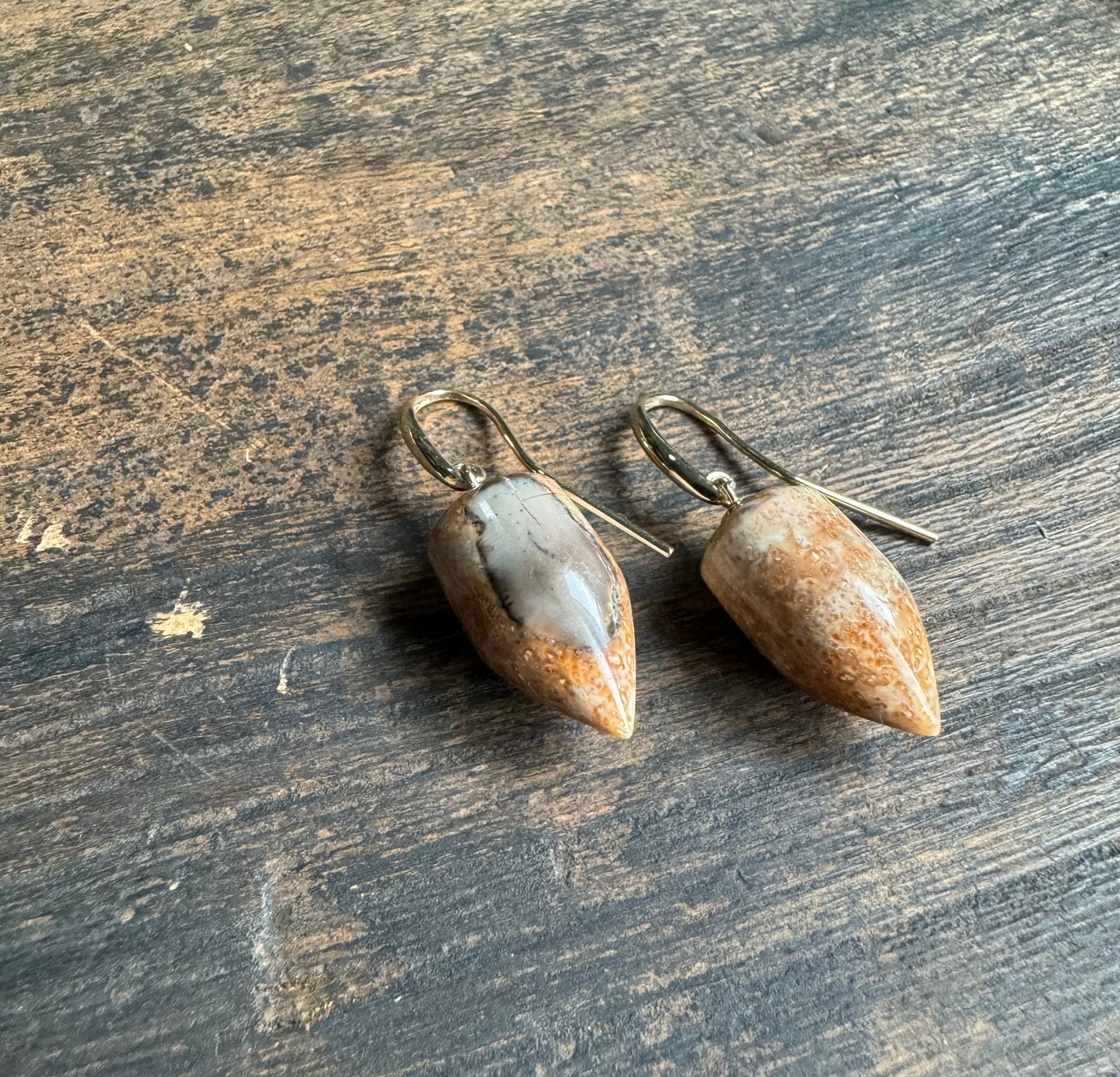 Fossil Walrus Ivory Bullet Earrings