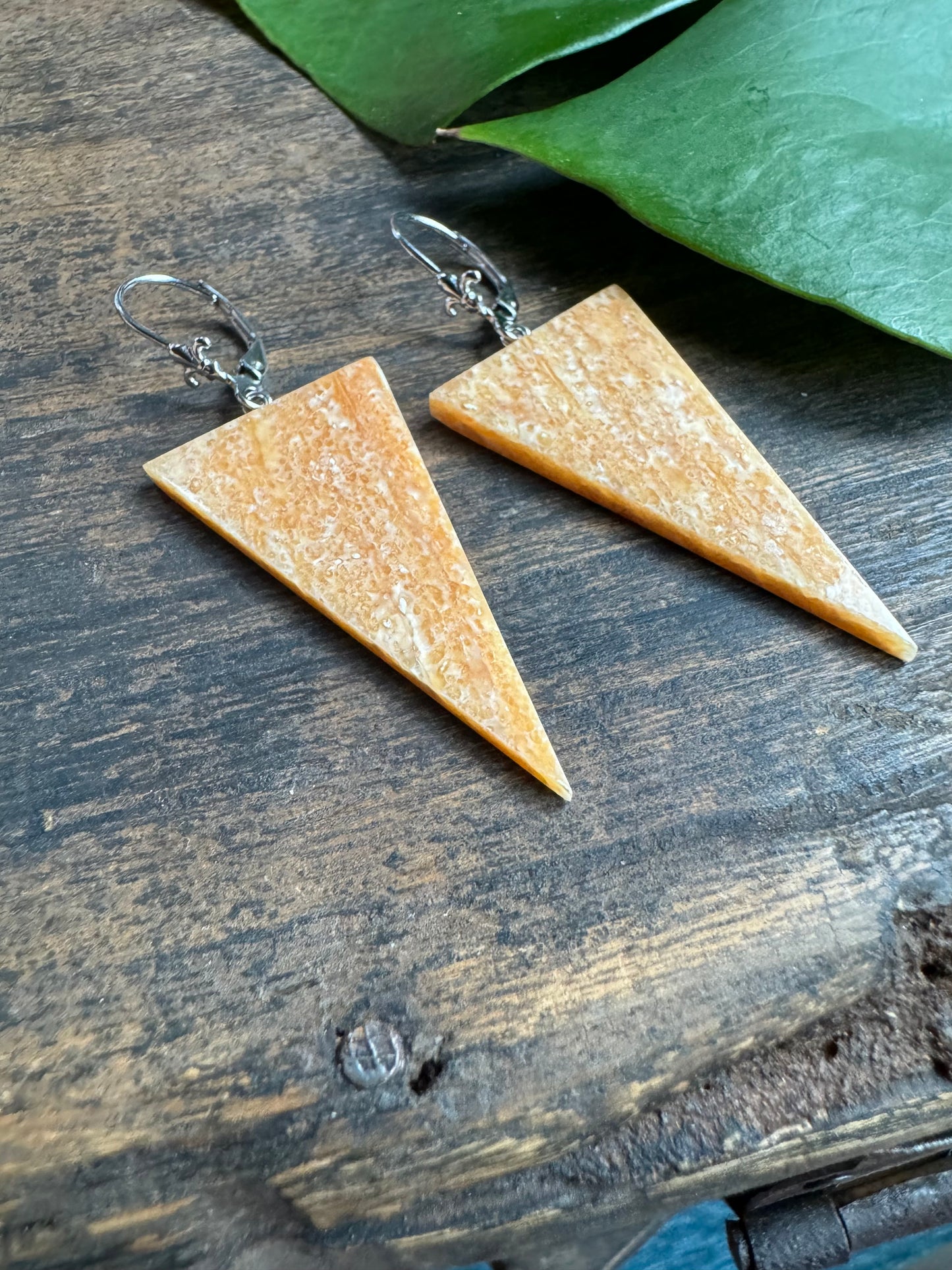 Fossil Walrus Ivory Triangle Earrings