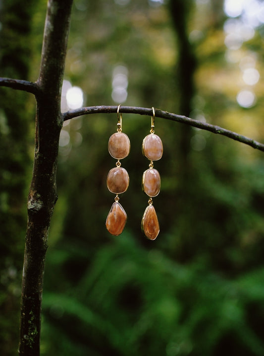 Triple Organic Mammoth Earrings