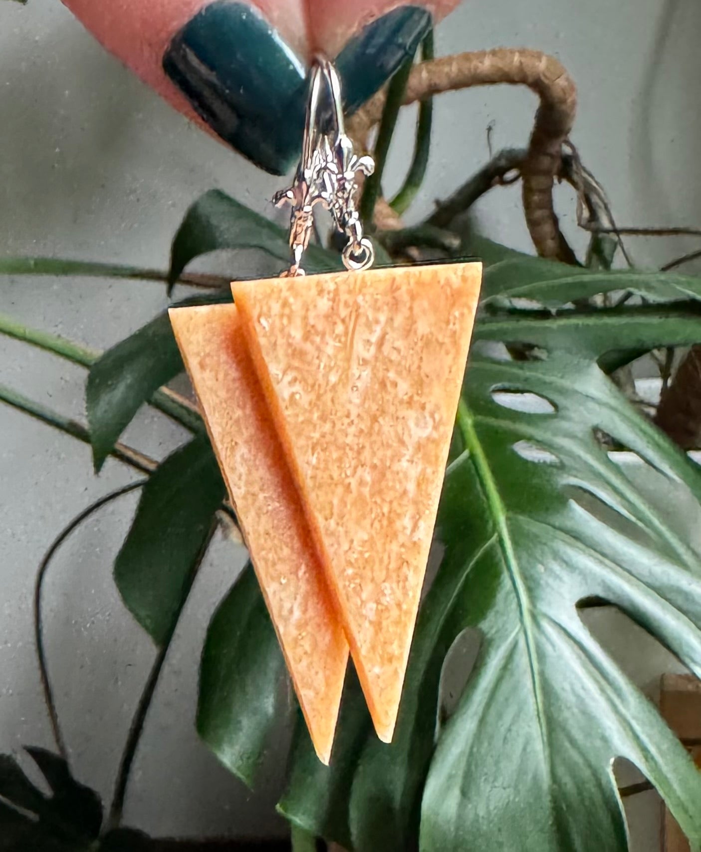 Fossil Walrus Ivory Triangle Earrings