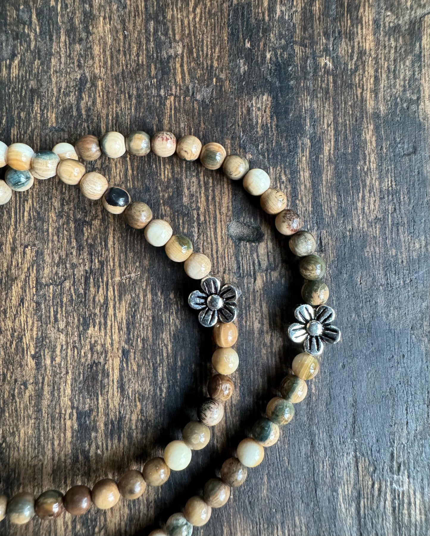 Forget Me Not + Blue Mammoth Ivory Bracelet