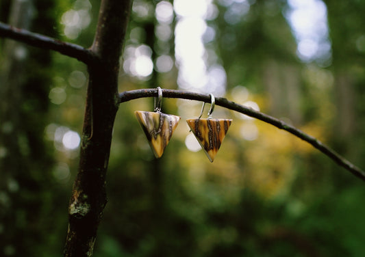 Mammoth Ivory + Sterling Silver Triangle Earrings