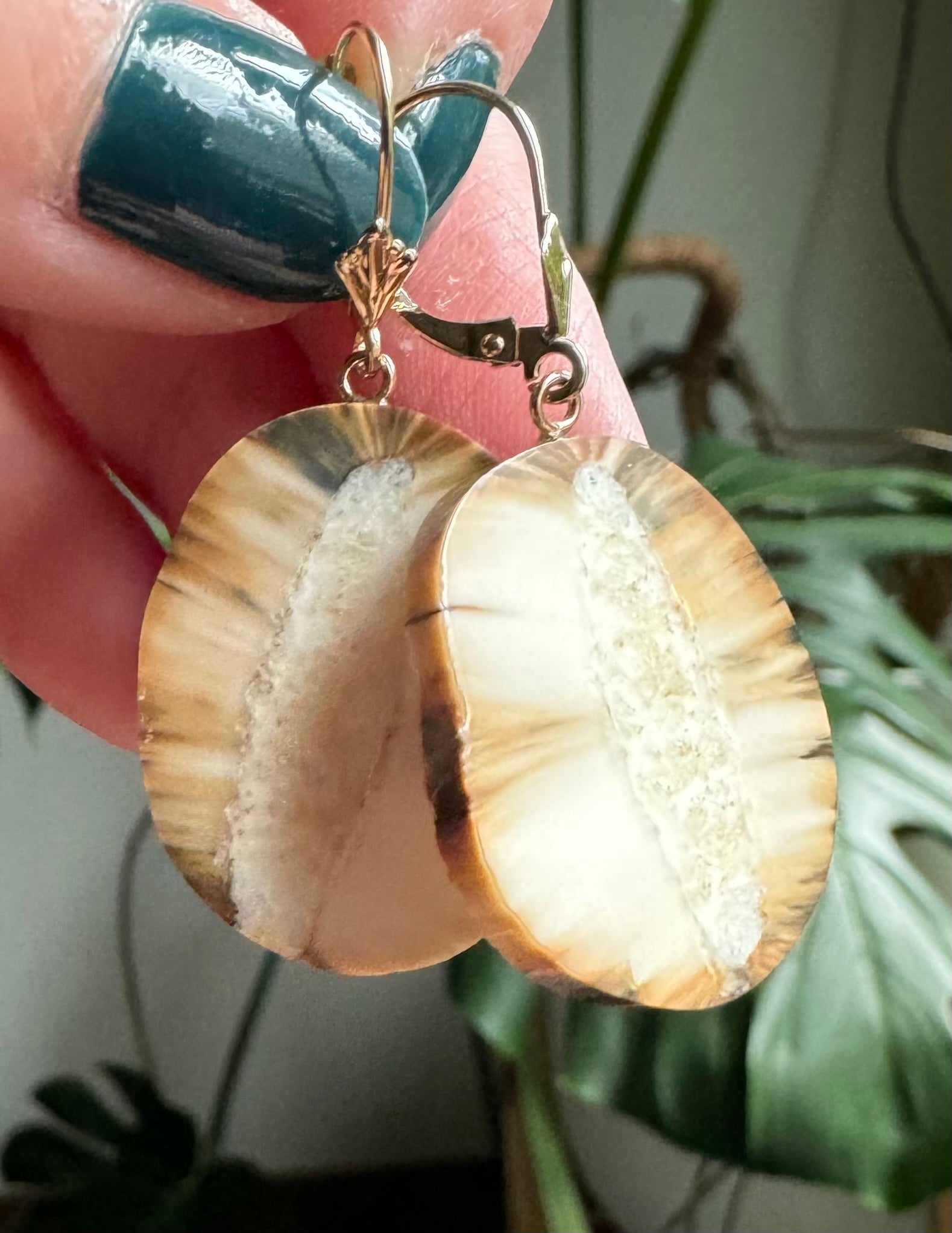 Vintage (Ivory) Earrings with 14K Gold on sale Accents