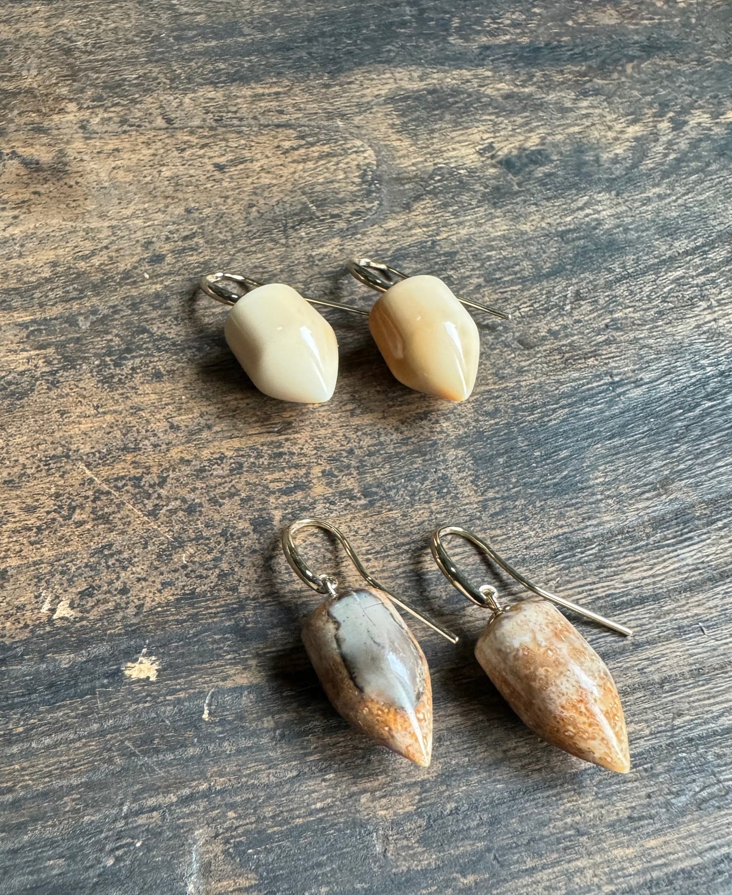 Fossil Walrus Ivory Bullet Earrings