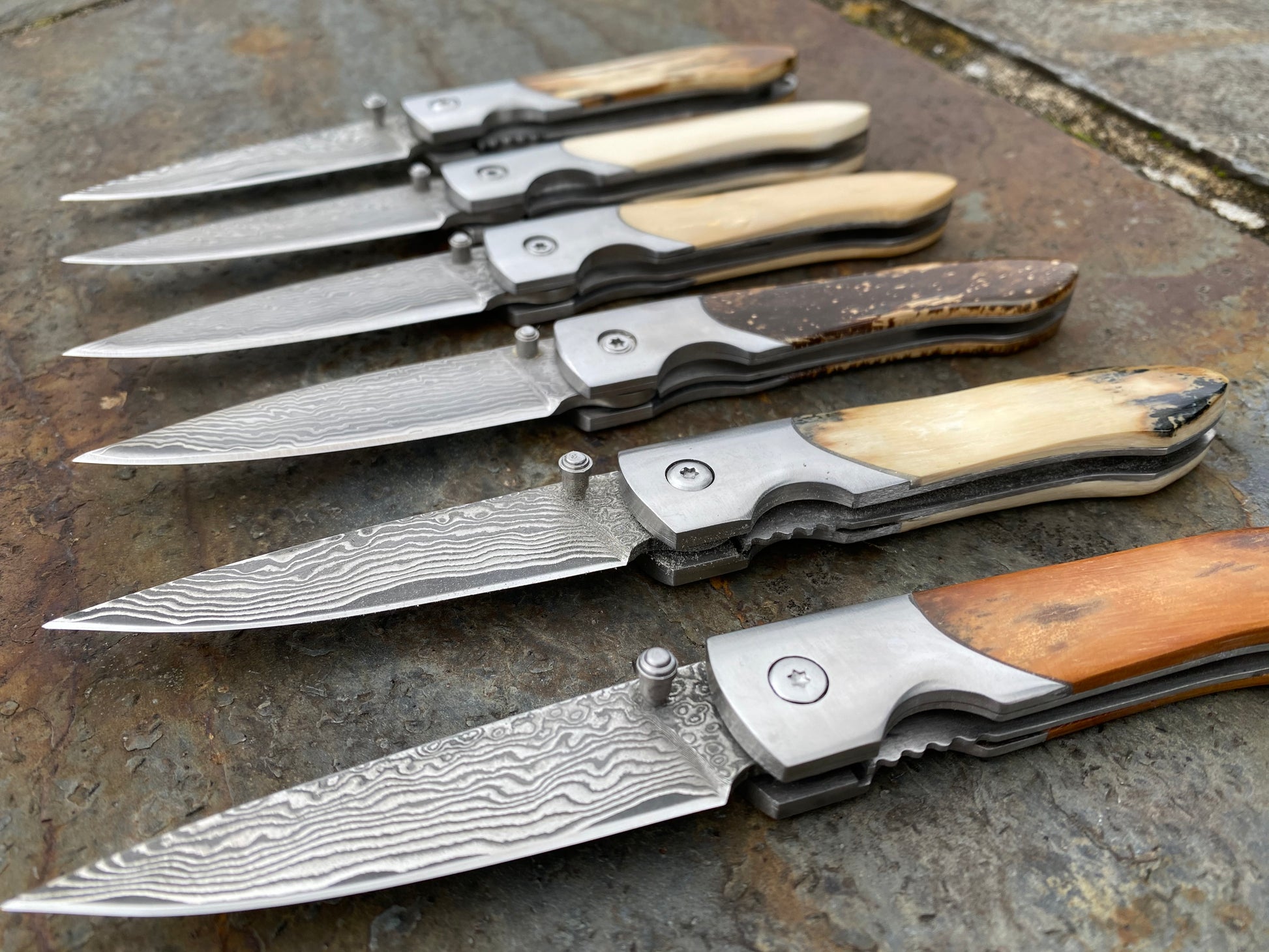 Ivory White Damascus Steel Pocket Knife – Dynasty Blades